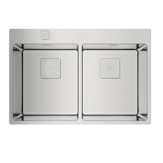 Chiuveta din inox Teka, FORLINEA RS15 2B 740, 2 cuve, 740 x 500 mm, instalare deasupra sau incastrat, inox