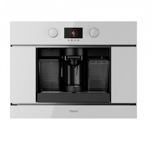 Espresso încorporabil Teka CLC 8350 MC WH alb, cu display digital și două butoane de control, spațiu pentru capsule și cafea .