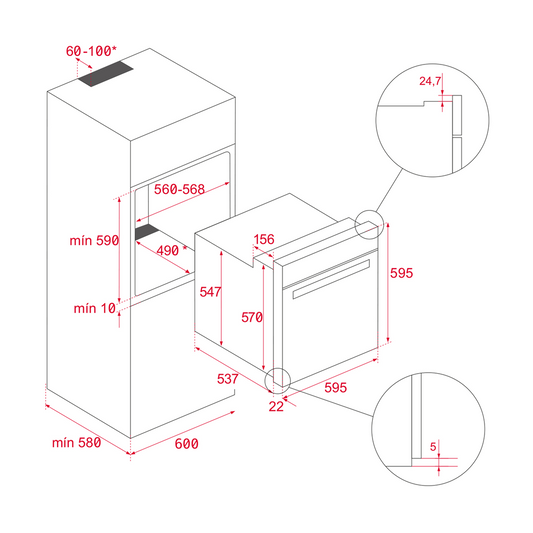 Cuptor electric Teka HLB 8600 BK, 12 functii, HydroClean® PRO, 60 cm, 70l, A+, Sticla Neagra