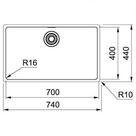 Chiuveta din inox Franke Maris MRX 110-70 cu 1 cuva, 740x440mm, montare sub blat, inox satinat