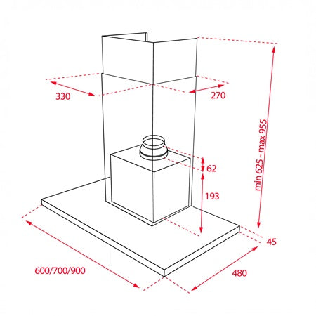 Hota decorativa Teka DSJ 680, 60cm, 614 m³/h, Clasa C, Inox