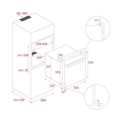 Pachet Cuptor incorporabil Teka HCB 6435, 70 litri, HydroClean PRO plus Plita incorporabila, Inductie, Teka IBC 64010 BK MSS, 4 Arzatoare, 60 cm, sticla neagra