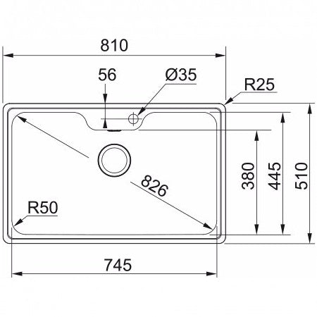 Chiuveta din inox Franke Bell BCX 610-75 cu 1 cuva, 810x510, inox