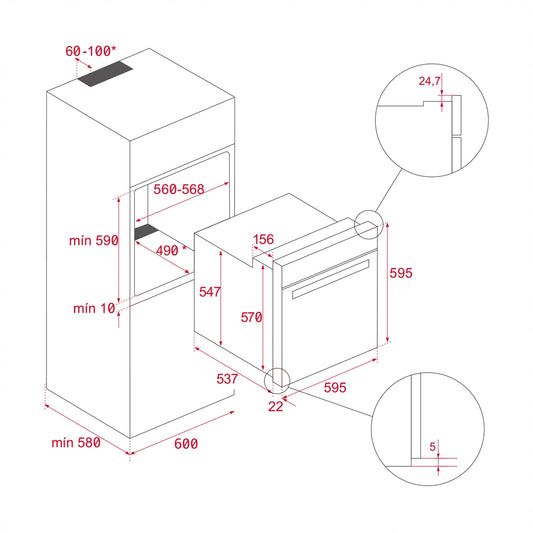 Cuptor electric Teka HSB 635 P S, autocuratare pirolitica, 8 functii, DualClean, 60 cm, 70l, A+, otel inoxidabil