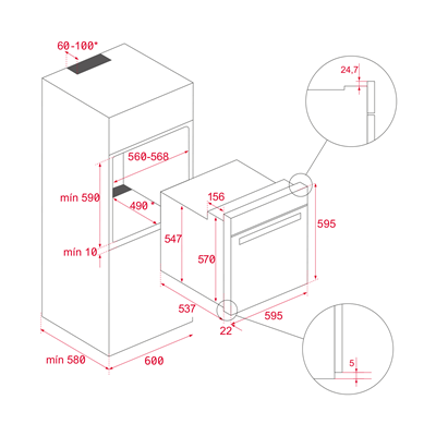 Pachet Cuptor incorporabil Teka IOVEN P, 70 litri, Piroliza, HydroClean PRO plus Plita electrica cu inductie, Teka IBC 64010 BK , 4 arzatoare, 60 cm, Sticla Neagra