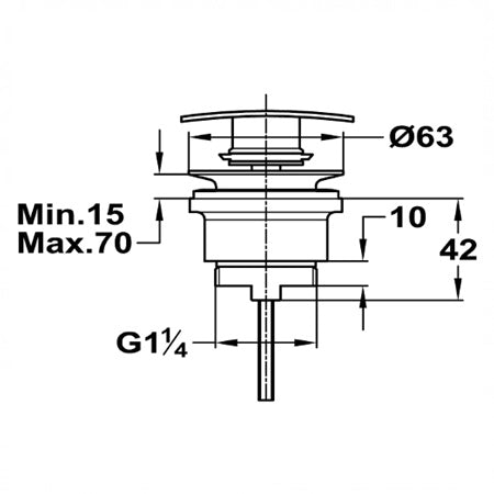 Ventil rectangular TEKA Click-Clack, Finisaj Crom