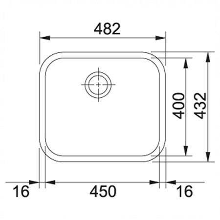 Chiuveta din inox Franke Galassia GAX 110-45 cu 1 cuva, 482x432mm, montare sub blat, inox satinat