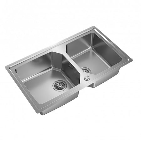 Chiuveta din inox Teka BROOKLYN 90 M-XP 2B INOX, 864 x 504 mm, 2 cuve, montare deasupra sau la nivelul blatului, inox