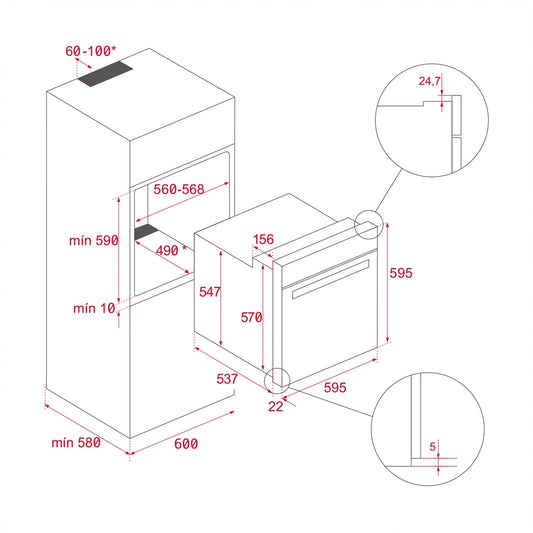 Cuptor electric Teka HLB 8408 BK, 9 functii, HydroClean, 60 cm, 70l, A+, sticla neagra