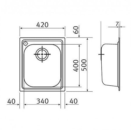 Chiuveta din inox Franke Armonia AMX 610 cu 1 cuva, 420x500mm, inox lucios