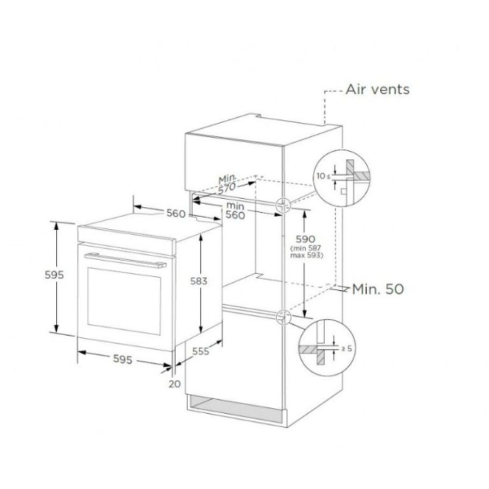 Cuptor electric Midea 65M80D2IX, Hidrolitic, cu 9 functii, 60 cm, 70l, Clasa A, Inox