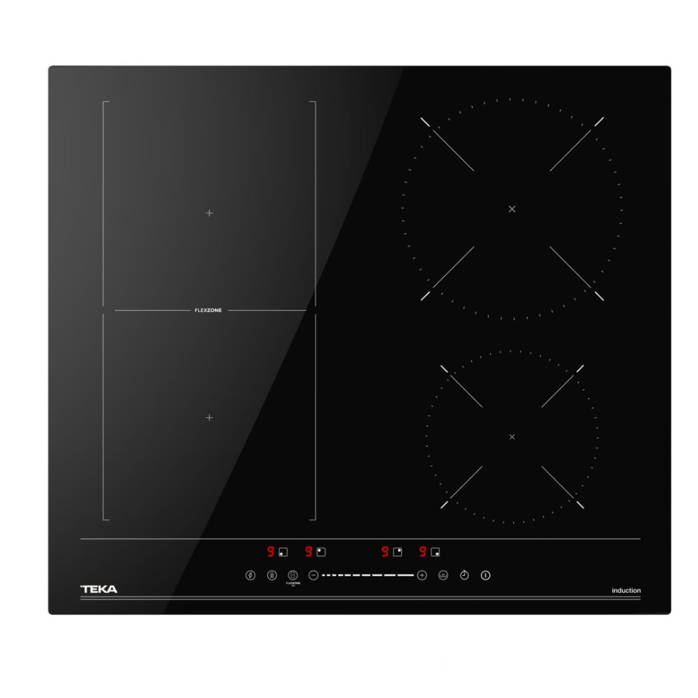 Plita electrica cu inductie flexibila Teka IBF 64200 SSS BK, panou de control MonoSlider, 4 zone, 9 nivele de putere, functie Gratar, 60 cm, Cristal negru