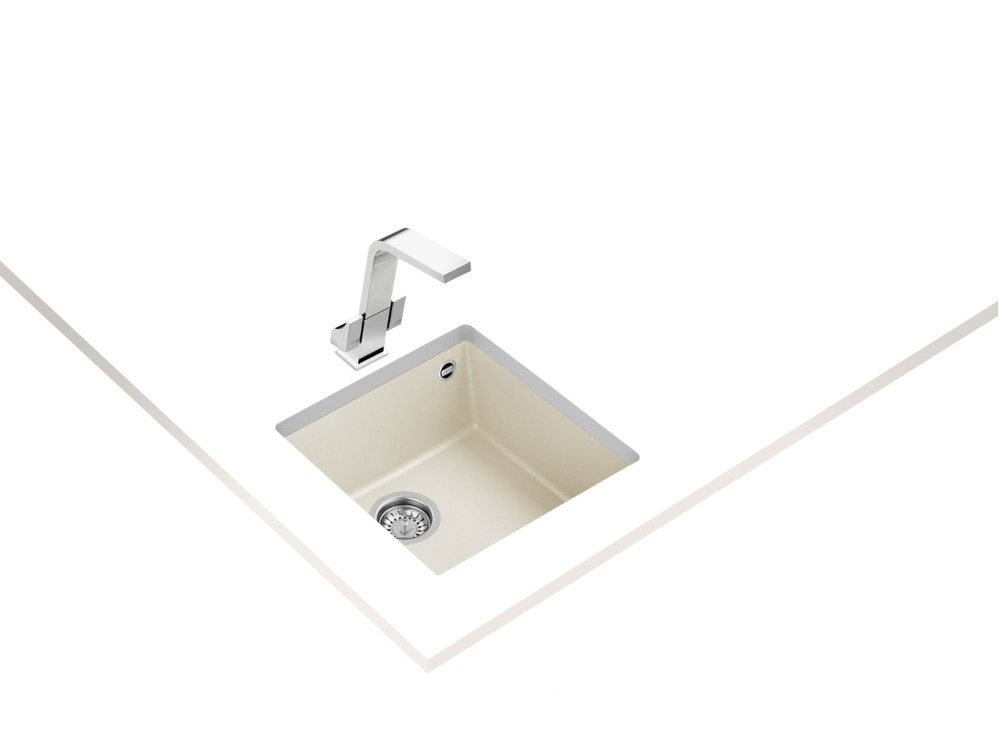 Chiuveta din Tegranite+ Teka SQUARE 40.40 TG CM, 440 x 440 mm, montare sub blat, Crem deschis