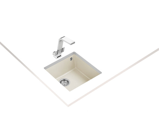 Chiuveta din Tegranite+ Teka SQUARE 40.40 TG CM, 440 x 440 mm, montare sub blat, Crem deschis