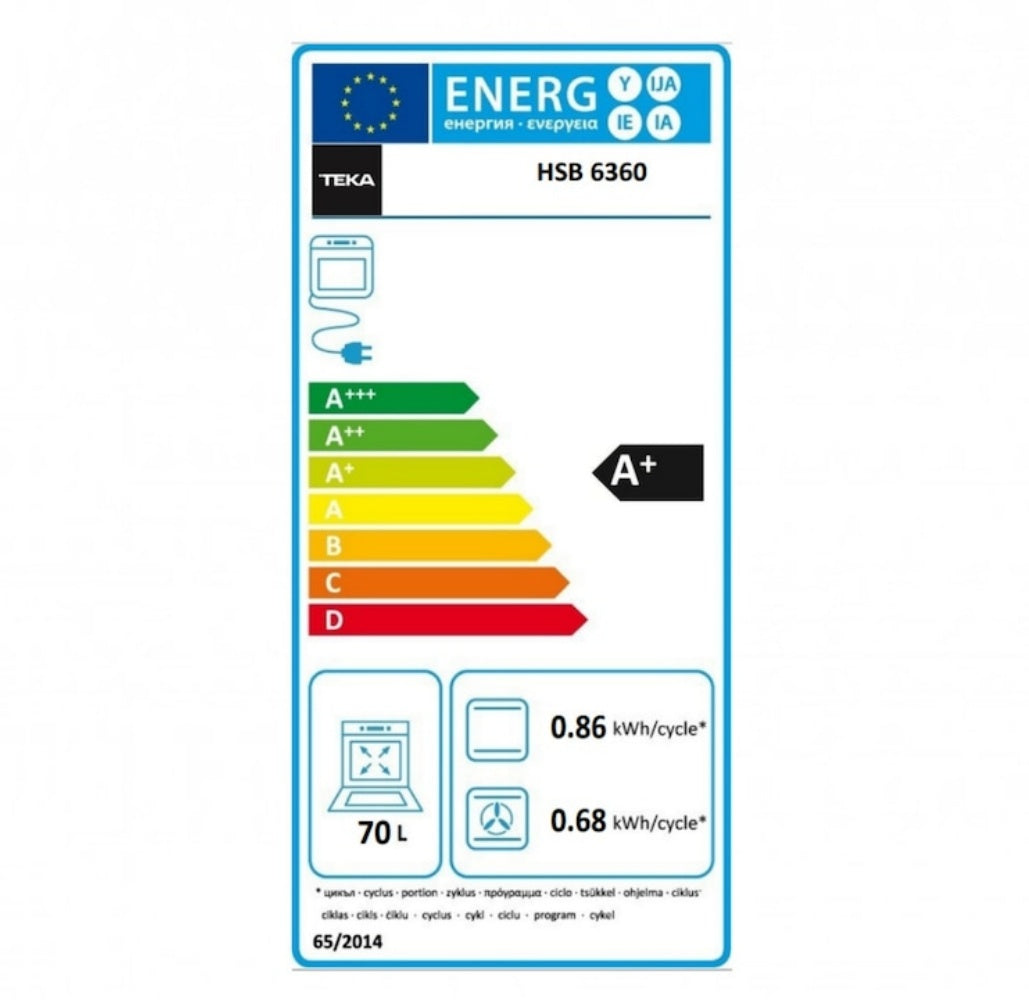 Cuptor electric Teka Neo HSB 6350 W, cu 8 functii, Sistem de curatare HydroClean, 60 cm, 70l, clasa A+, alb