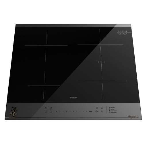 Plita electrica cu inductie Teka IBF 64-VGogh FXT BV, 4 zone, 9 nivele de putere 60 cm, Cristal gri închis/negru
