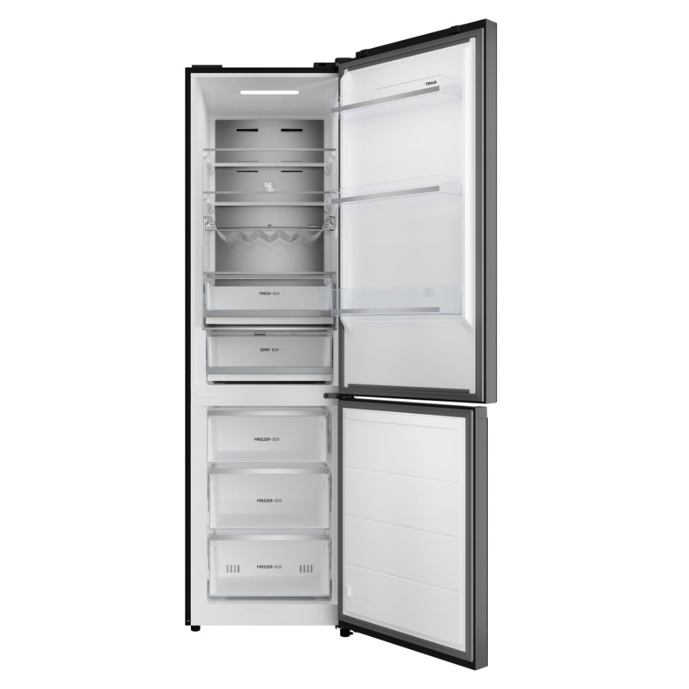 Combina frigorifica free-standing Teka RBF 88670 GBK, 378 l, Clasa C, Full No Frost, Motor invertor, H 201 cm, Sticla neagra