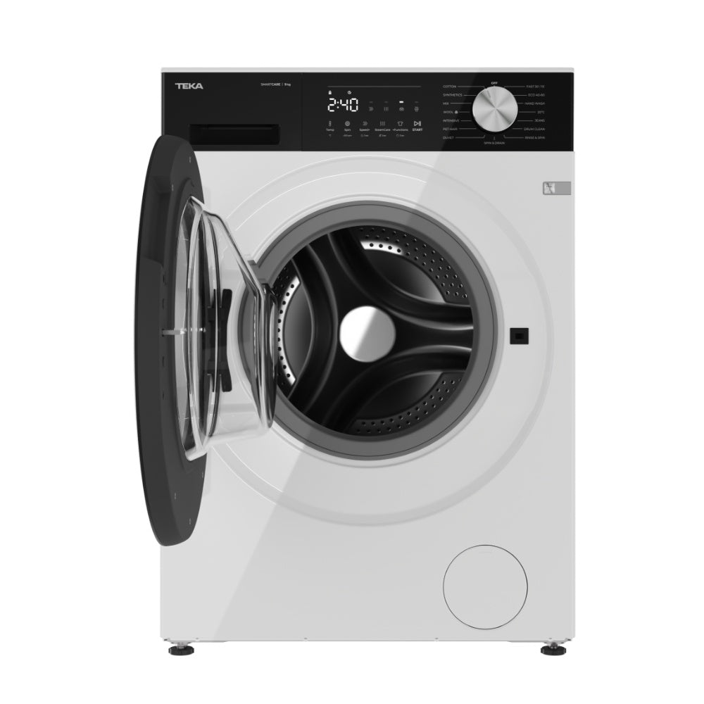 Masina de spalat rufe free-standing Teka WM 20941 W EU, 9 kg, 1400 rpm, motor BLDC, 15 programe de spalare, 60 cm, Clasa A, alba