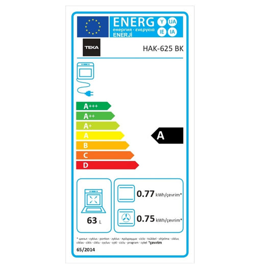 Cuptor electric Teka HAK 625 BK, cu 6 functii, 60 cm, clasa A, 65l, HydroClean, Cristal negru