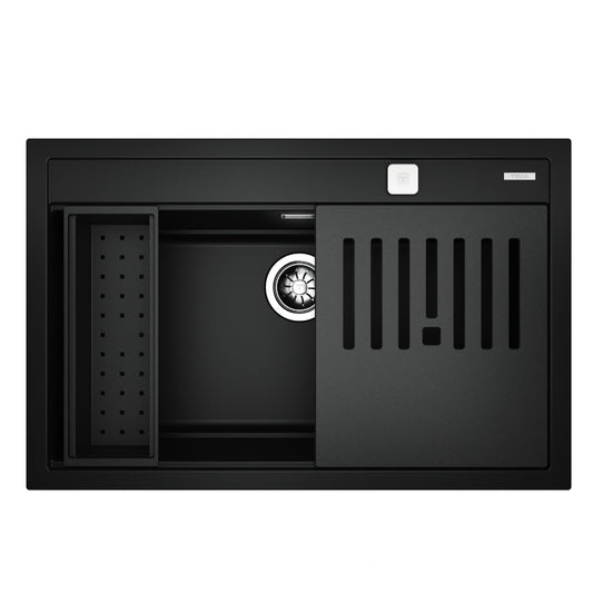 Chiuveta din Tegranite+ TEKA NOVA 80 WS-TG 1B, 790 x 510 mm, montare incastrat, Tocator si sita, Negru