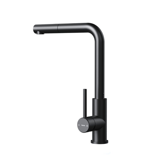 Baterie de bucatarie Teka UNI 9331 BK, cu teava inalta, cartus Eco, dus extractibil, Neagru