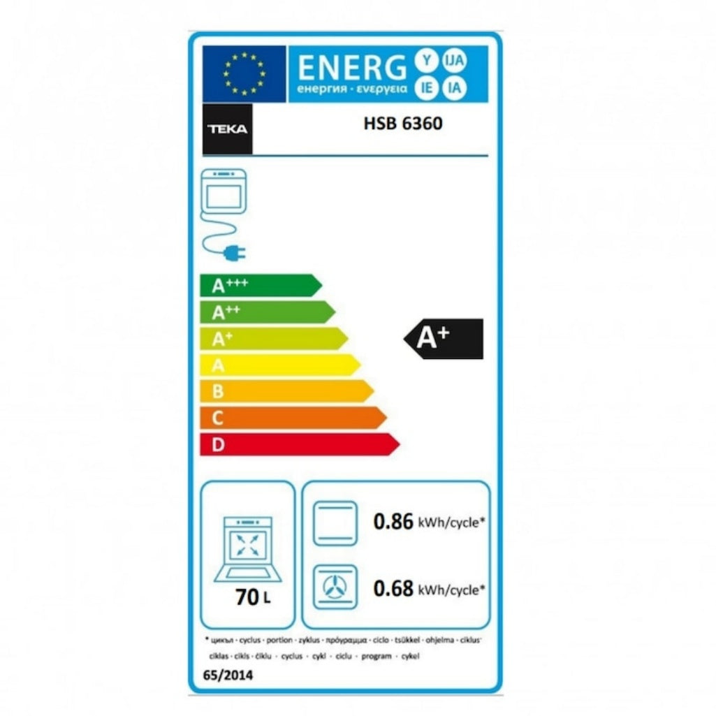 Cuptor electric Teka Neo HSB 6360 FBK, cu 8 functii, Sistem de curatare HydroClean, 60 cm, 70l, clasa A+, negru
