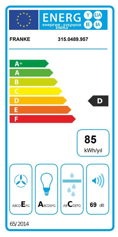 Hotă incorporabila telescopică Franke Smart FSM 601 BK/GL, 60cm, 140W, 380m3/h, clasa D, Sticla alba