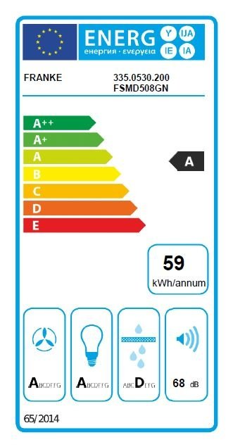 Hota decorativa Franke Smart Deco FSMD 508, 50cm 3 viteze + turbo, 650m3/h turbo, Clasa A, Dusty Green