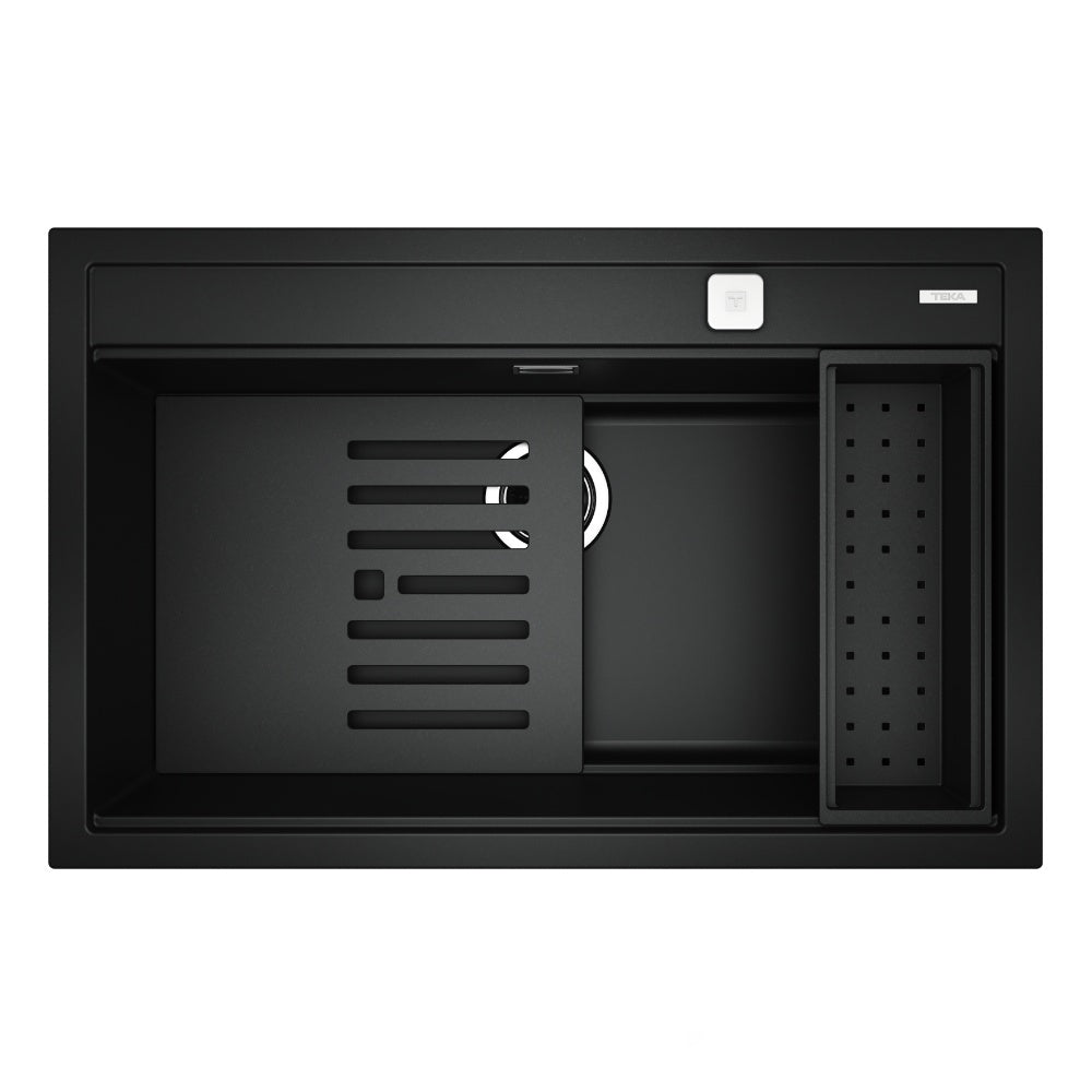 Chiuveta din Tegranite+ TEKA NOVA 80 WS-TG 1B, 790 x 510 mm, montare incastrat, Tocator si sita, Negru