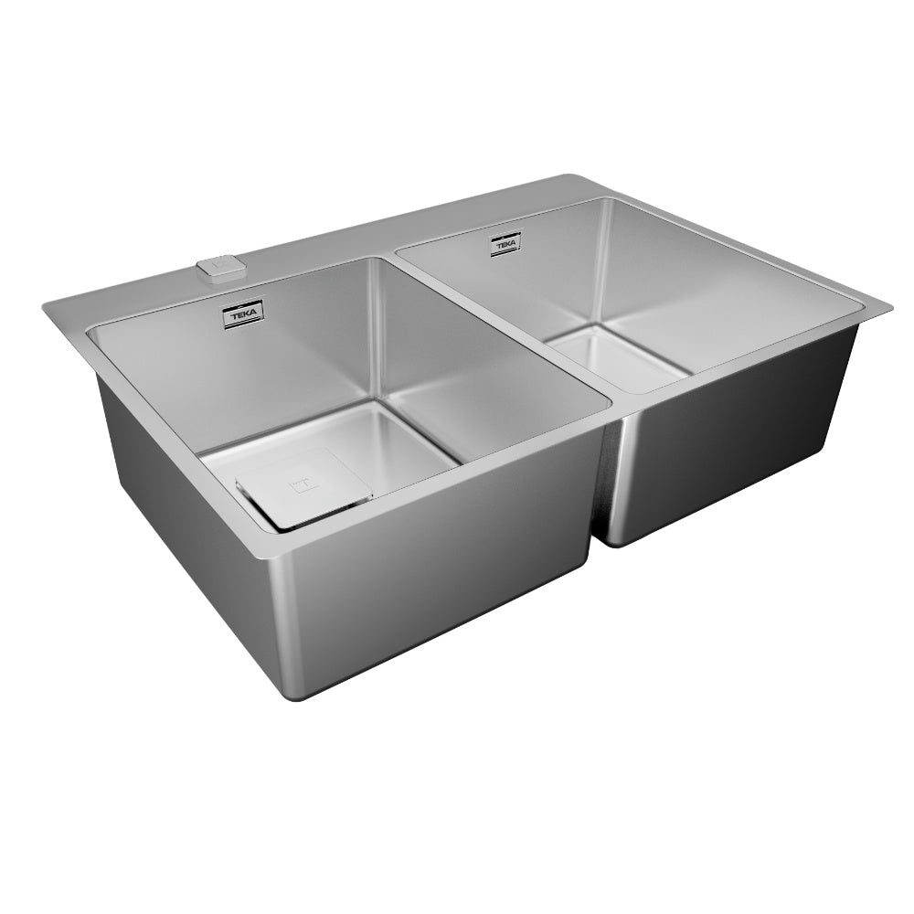 Chiuveta din inox Teka, FORLINEA RS15 2B 740, 2 cuve, 740 x 500 mm, instalare deasupra sau incastrat, inox