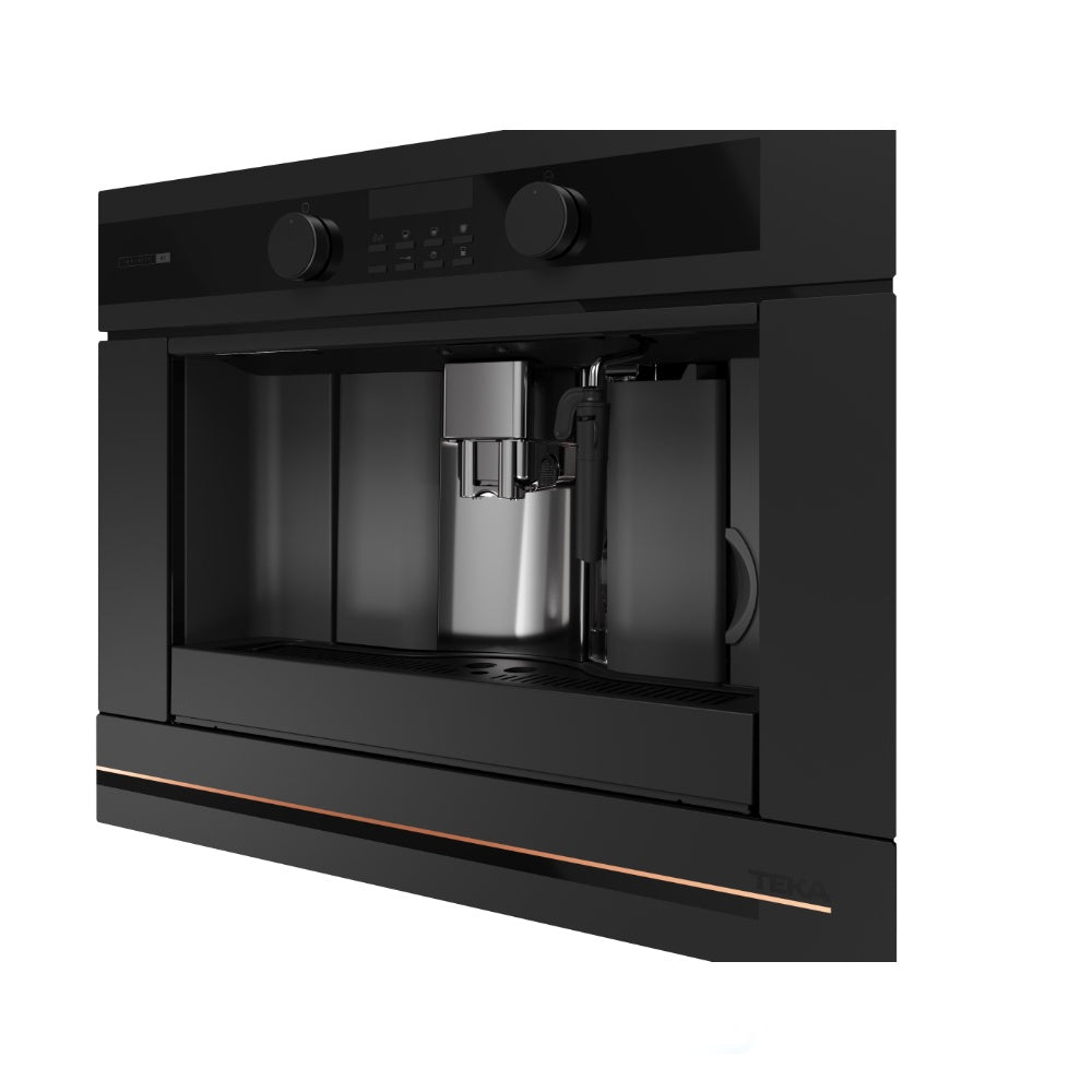 Espressor încorporabil Teka CLC 85-G1 GM BM, 2 cesti, cu cafea boabe sau cafea măcinată, 30 programe, presiune 15 bar, Negru matcu detalii metalice cupru