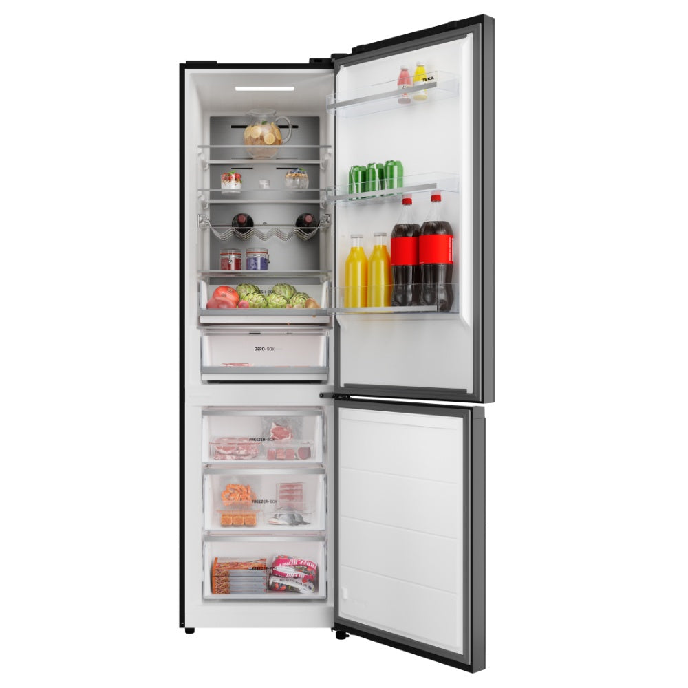 Combina frigorifica free-standing Teka RBF 88670 GBK, 378 l, Clasa C, Full No Frost, Motor invertor, H 201 cm, Sticla neagra