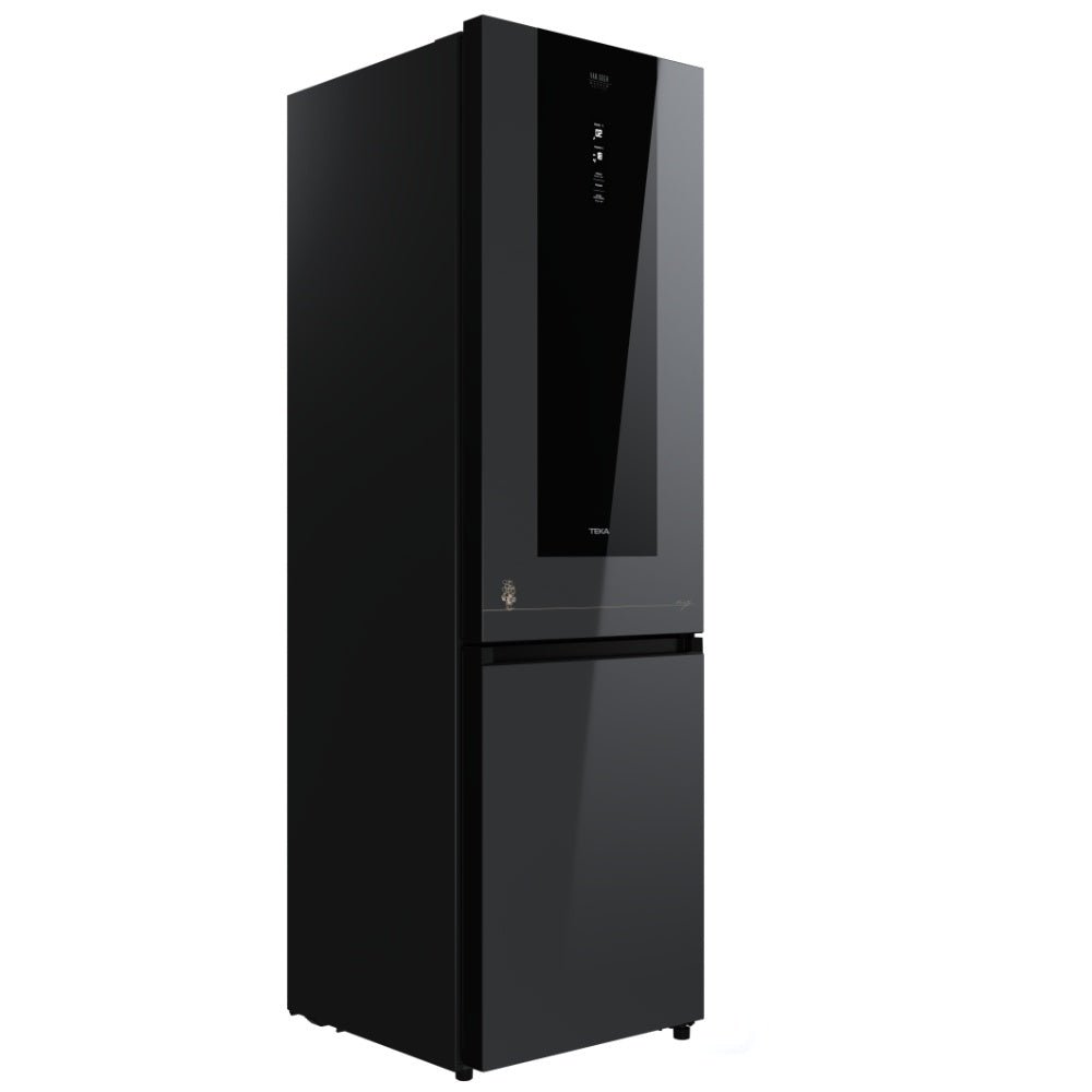Combina frigorifica free-standing Teka RBF 88670 VG, 378 l, Clasa C, Full No Frost, Motor invertor, H 201 cm, Cristal gri închis/negru cu detalii în culoarea sampaniei