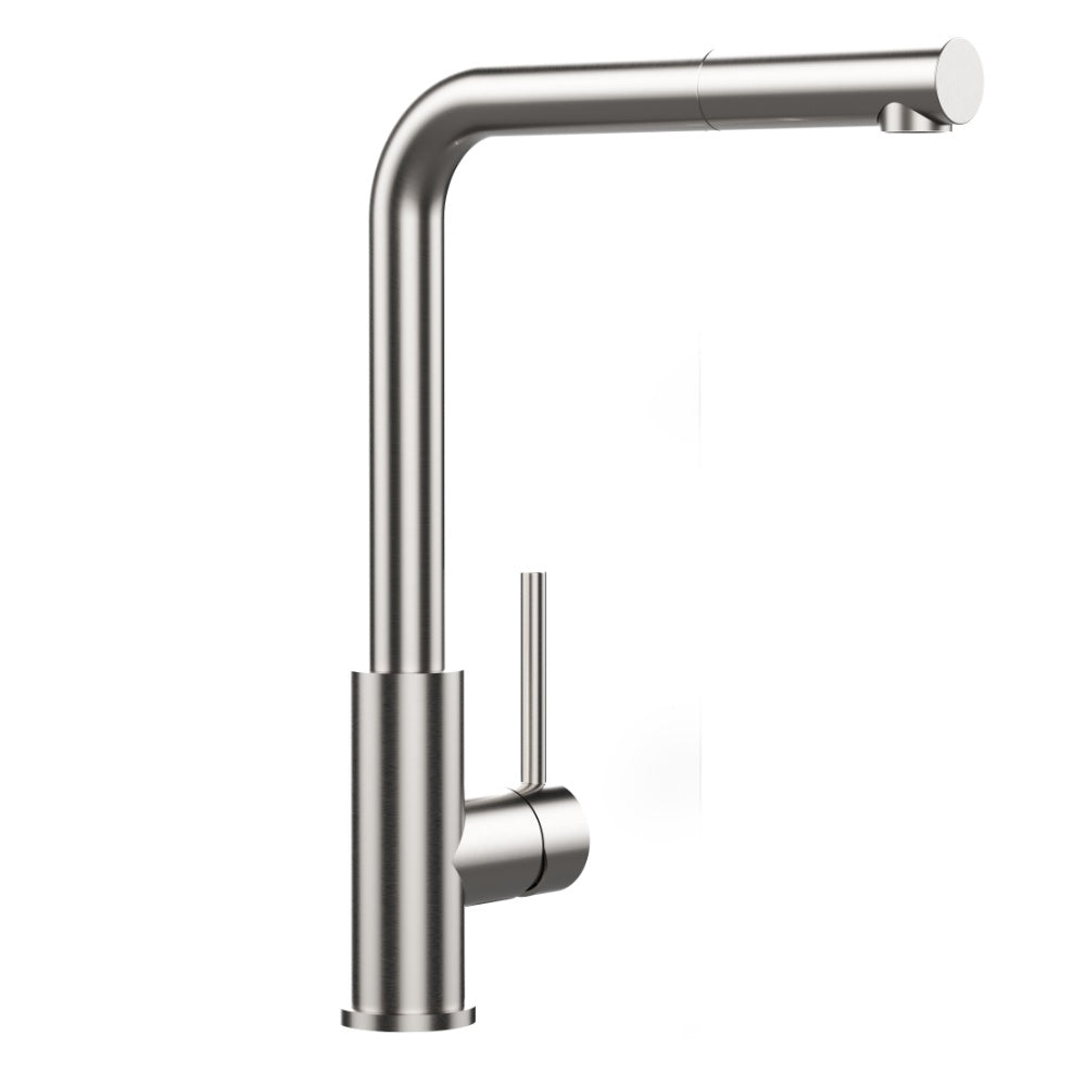 Baterie de bucatarie Teka UNI 9331 XP, cu teava inalta, cartus Eco, dus extractibil, Inox