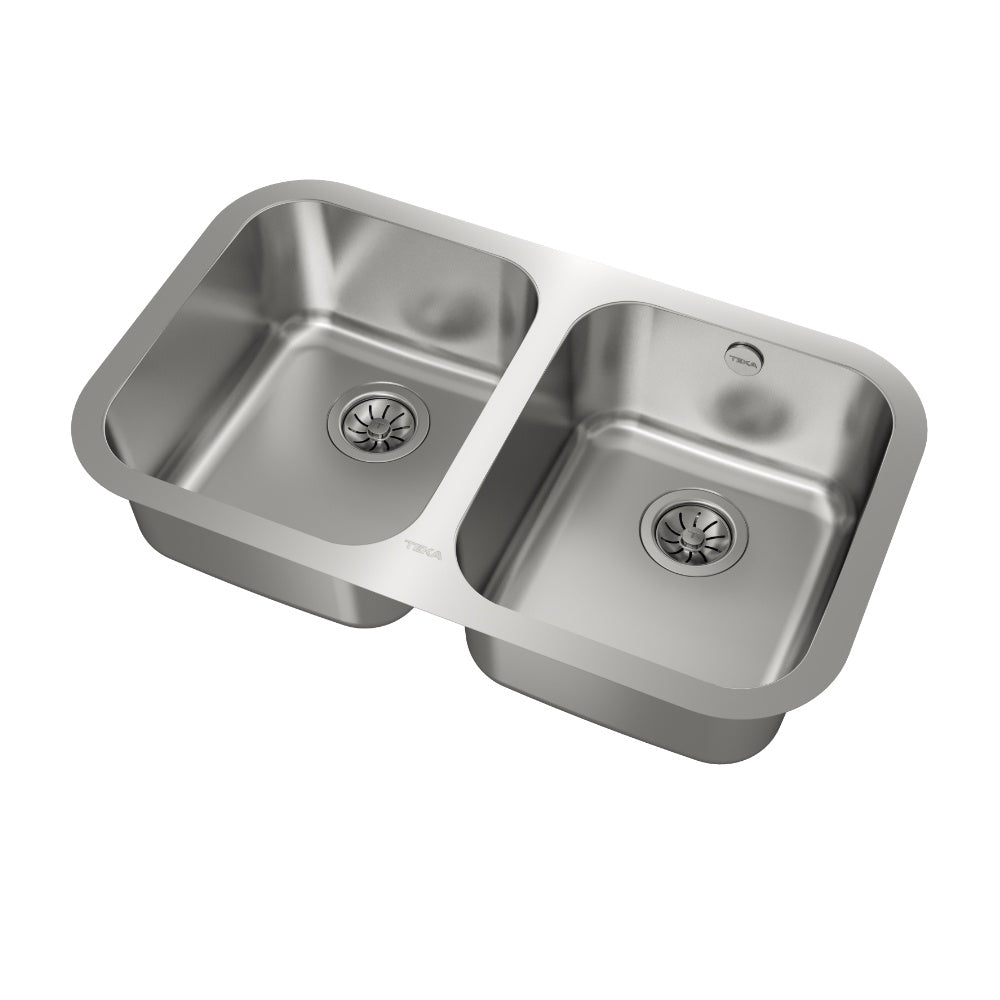 Chiuveta din inox Teka BE 2B 780, 2 cuve, montare sub blat, 779 mm x 464 mm, inox
