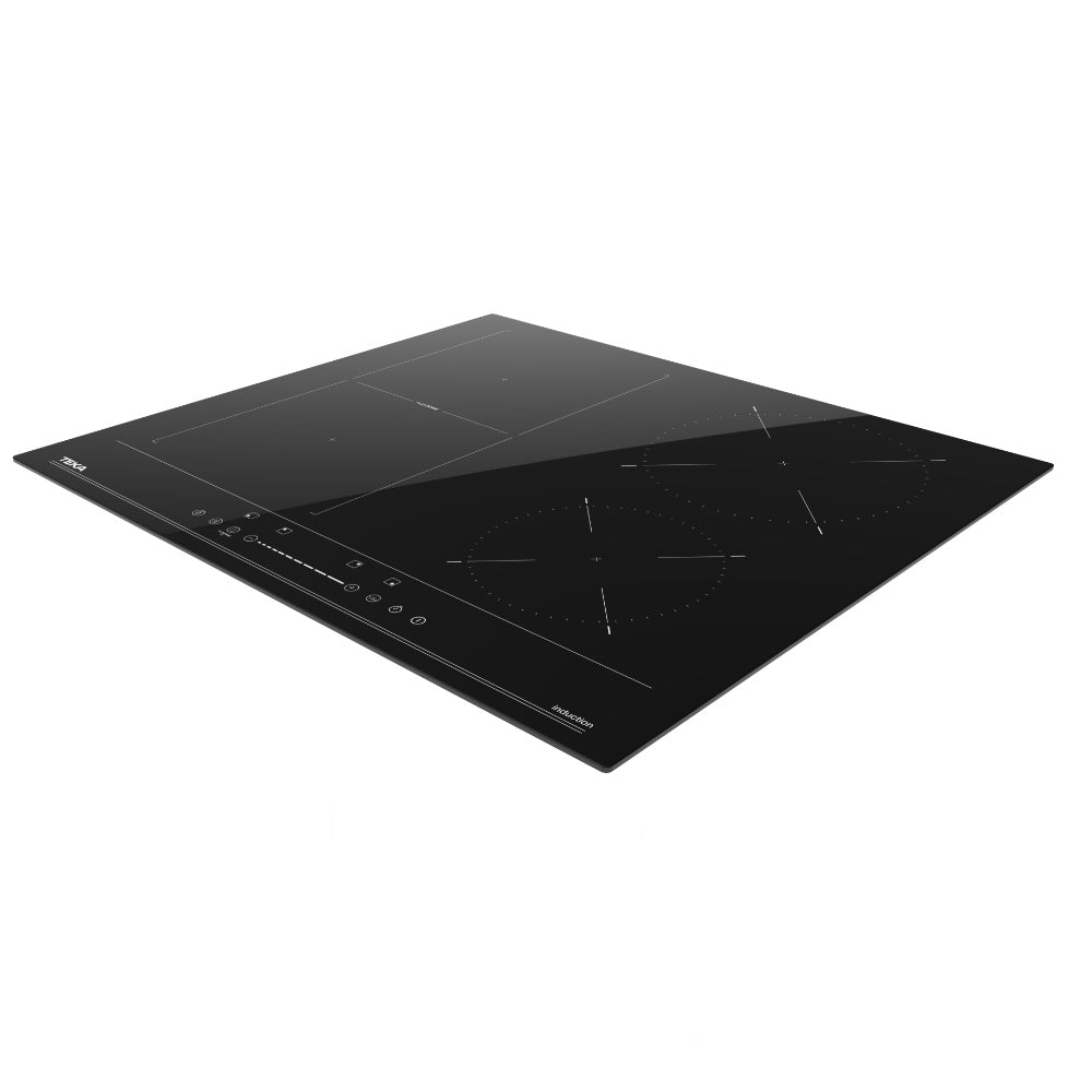 Plita electrica cu inductie flexibila Teka IBF 64200 SSS BK, panou de control MonoSlider, 4 zone, 9 nivele de putere, functie Gratar, 60 cm, Cristal negru