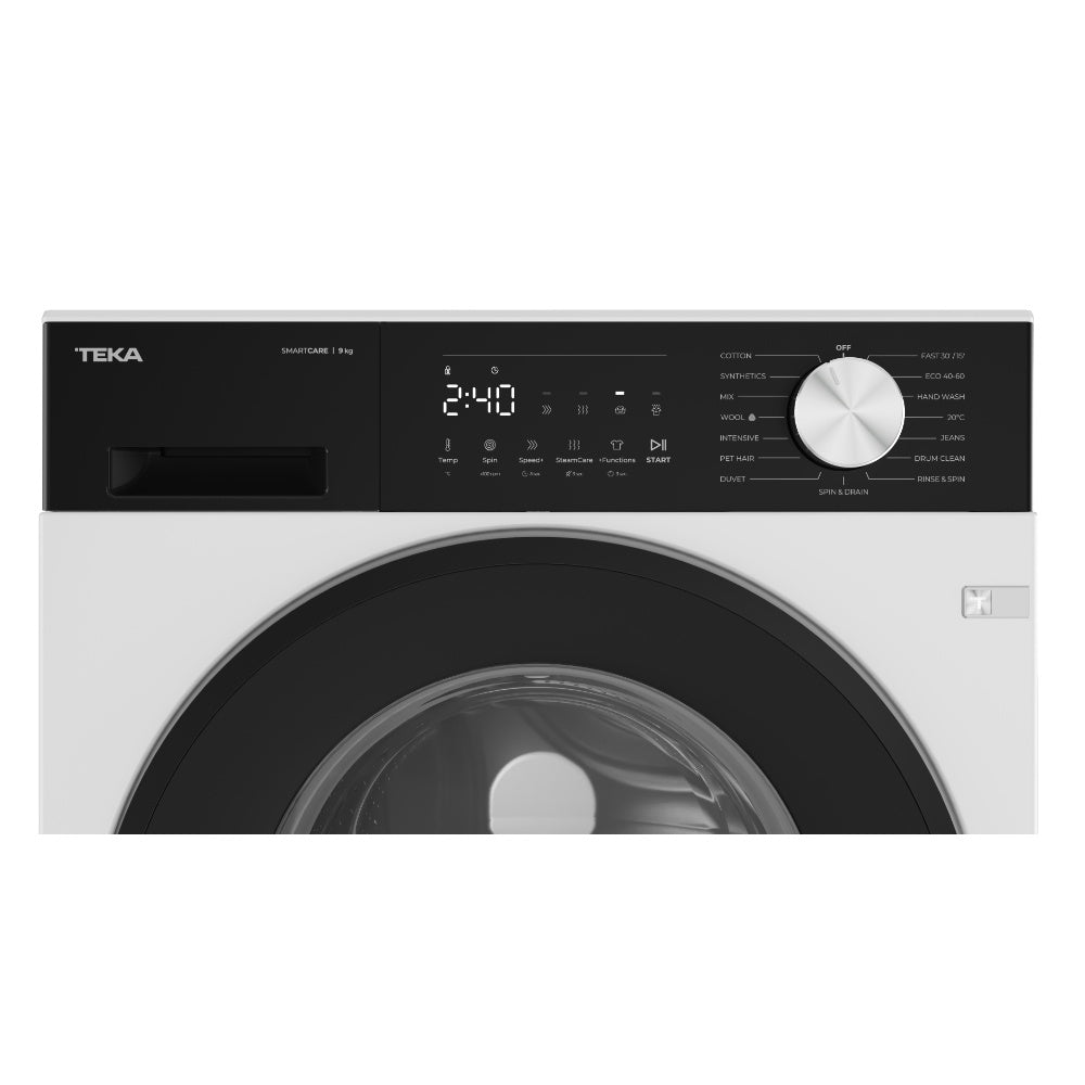Masina de spalat rufe free-standing Teka WM 20941 W EU, 9 kg, 1400 rpm, motor BLDC, 15 programe de spalare, 60 cm, Clasa A, alba
