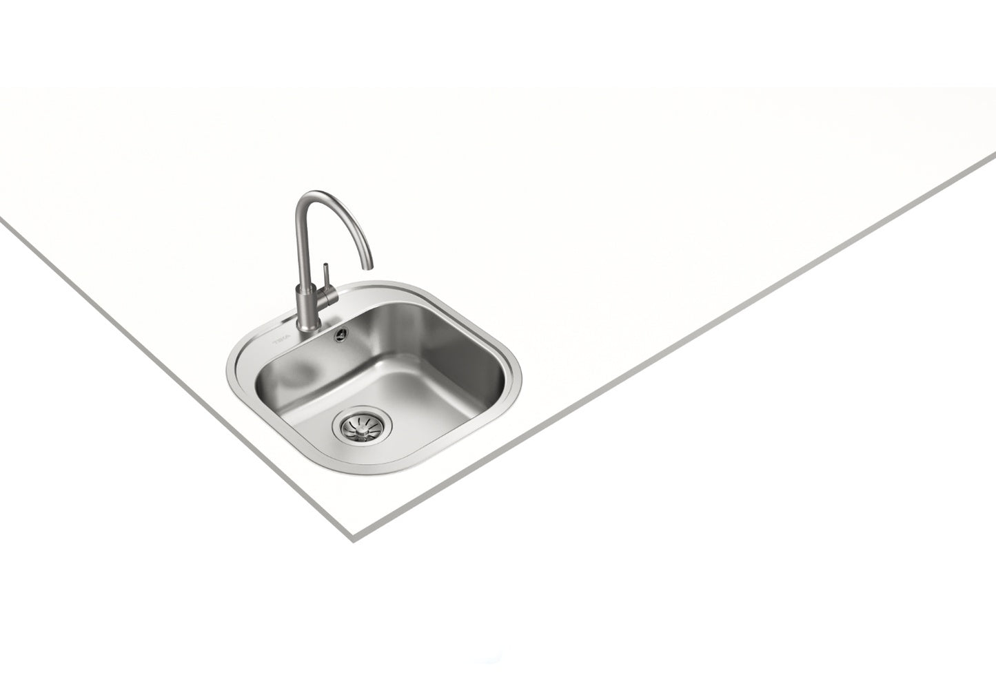 Pachet chiuveta bucatarie Teka TEKAWAY STYLO 1B, 465 x 485 mm si baterie Teka UNI 9310 XP, inox