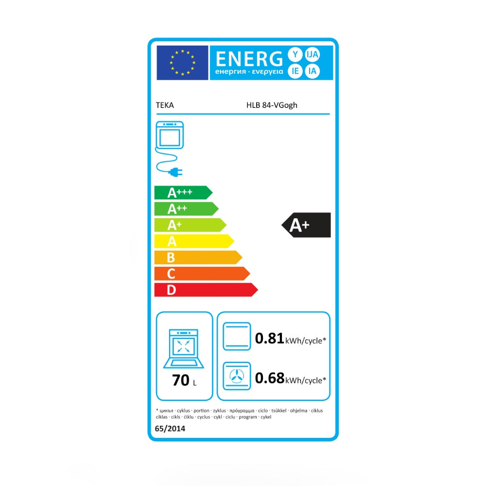 Cuptor electric Teka HLB 84-VGogh, 9 functii, aer cald plus abur, HydroClean® PRO, 60 cm, 70l, A+, Cristal gri închis