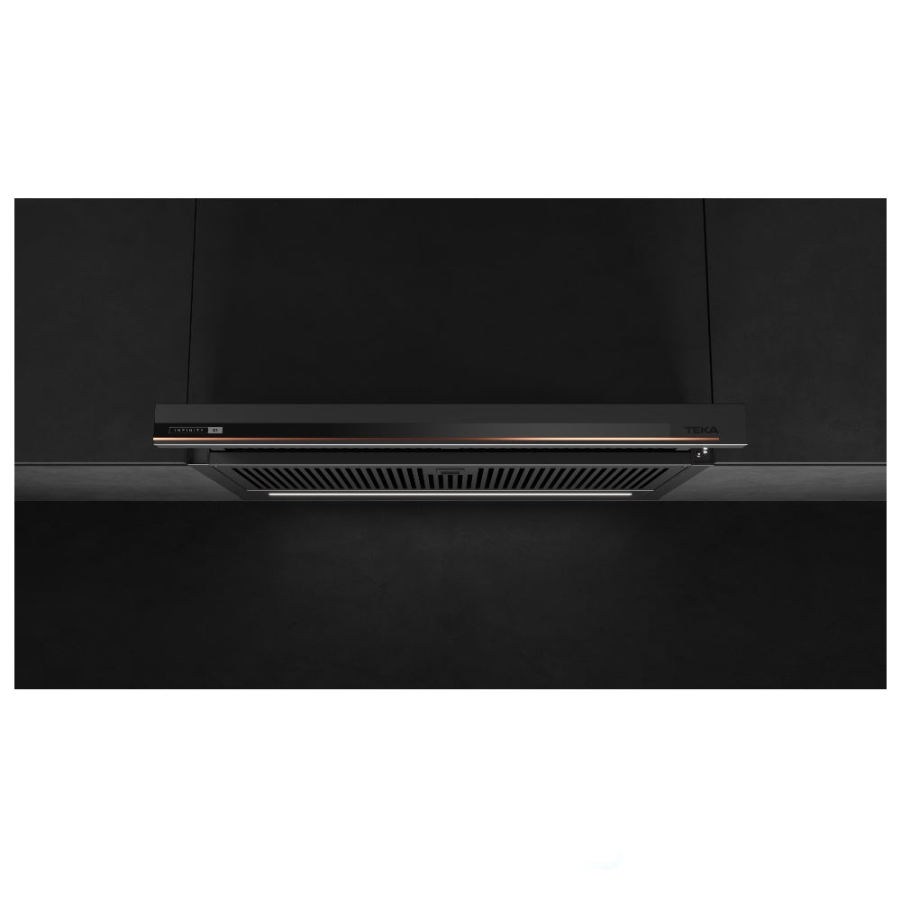 Hota incorporabila telescopica, Teka CNL 6415 Plus G1, 5 trepte de putere plus turbo, Motor EcoPower, 385 m3/h, Clasa A, 60 cm, Negru mat cu detalii metalice cupru