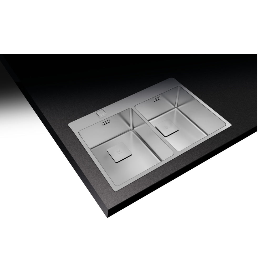 Chiuveta din inox Teka, FORLINEA RS15 2B 740, 2 cuve, 740 x 500 mm, instalare deasupra sau incastrat, inox