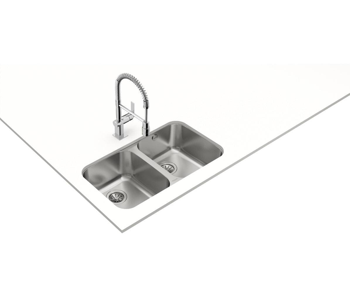 Chiuveta din inox Teka BE 2B 780, 2 cuve, montare sub blat, 779 mm x 464 mm, inox