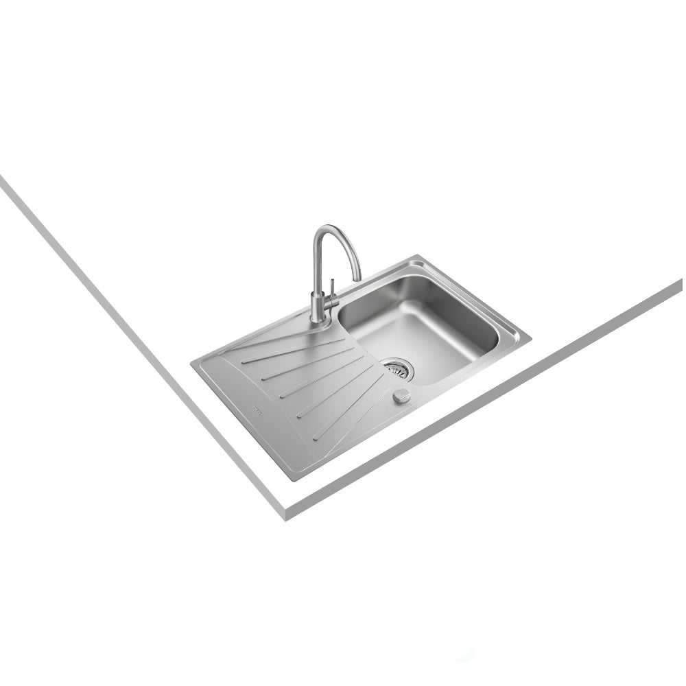 Pachet chiuveta bucatarie Teka TEKAWAY STARBRIGHT 45 E-XP 1B 1D, 790 x 500 mm si baterie Teka UNI 9310 XP, inox