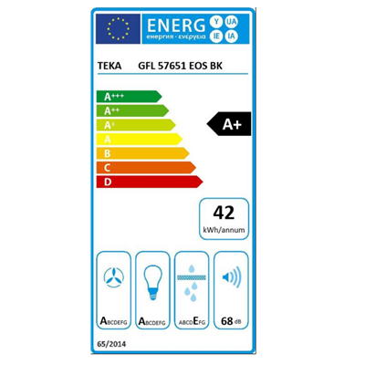 Hota incorporabila Teka GFL 57651 EOS BK, 50 cm, Free Outlet: 735 m3/h, Clasa A+, Inox/cristal negru