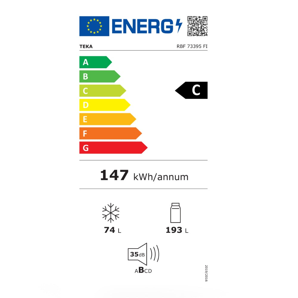 Combina frigorifica incorporabila Teka RBF 73395 FI , Total No Frost, 267 litri, motor inverter, H 178.5 cm, clasa C