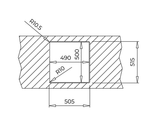 Chiuveta din inox Teka BROOKLYN 50 MXP 1B, 514 x 504 mm, 1 cuva, montare deasupra sau la nivelul blatului, inox