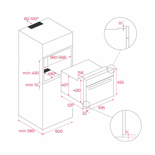 Cuptor electric compact, microunde Teka HLC 84-G1 BM, 11 functii, functie Pizza si ECO, HydroClean®, 45 cm, 40l, Negru mat cu detalii metalice cupru