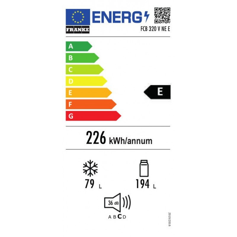 Combina frigorifica incorporabila Franke FCB 320 V NE E, 286 litri brut, Clasa E
