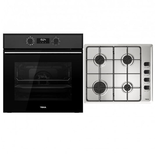 Pachet Cuptor incorporabil Teka HSB 630 B, 71 litri, HydroClean PRO + Plita incorporabila, Gaz, Teka HLX 640 KB, 4 Arzatoare, 60 cm, Inox