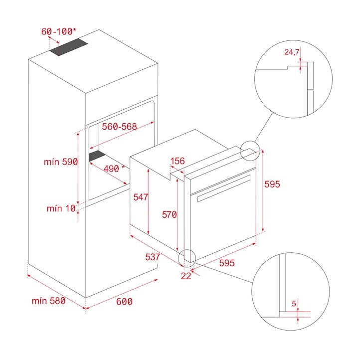 Cuptor electric Teka HLB 8400 FBK, autocuratare HydroClean, 9 functii, 60 cm, 70l, A+, cristal negru, finisaj inox închis